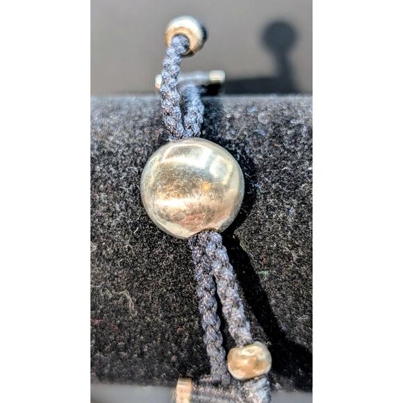 Authentic Links of London Unisex Black Sterling Adjustable Friendship Bracelet - Picture 6 of 7